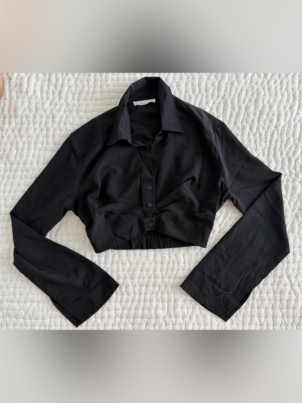 OAK + FORT Black Cropped Button-Down shirt